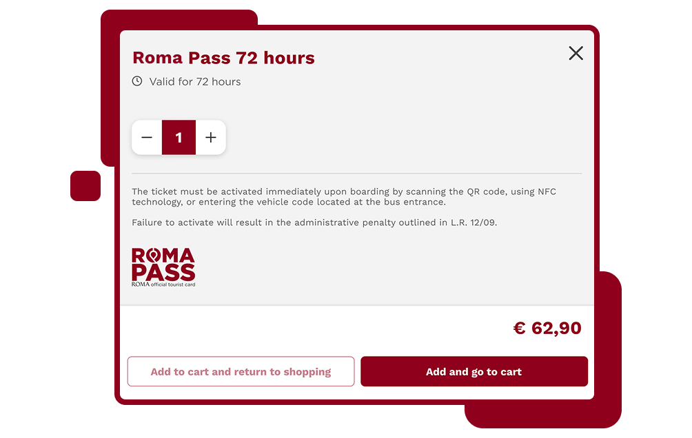 Plus Roma Card Accédez au portail d'achat